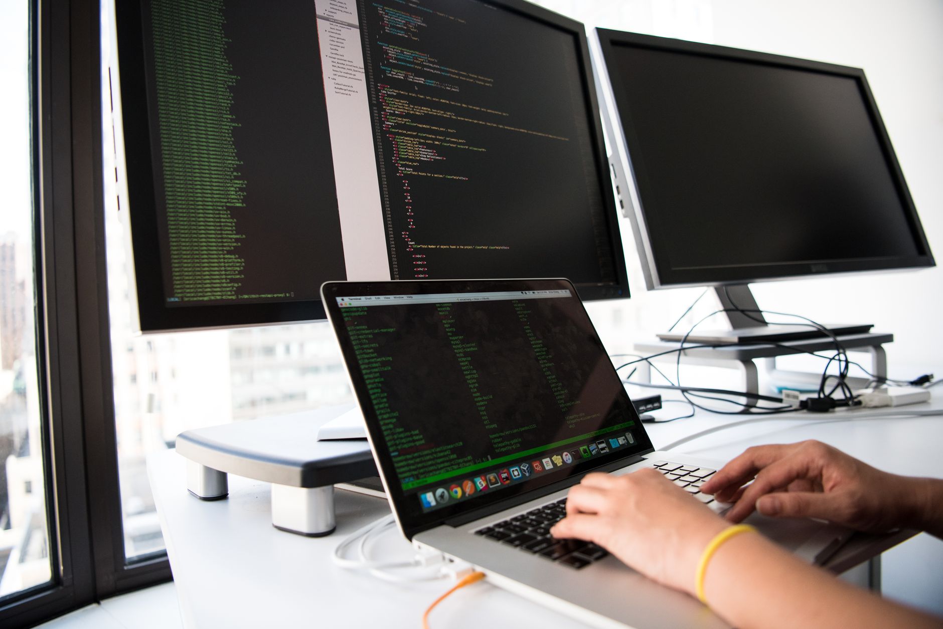 Developer working at a laptop